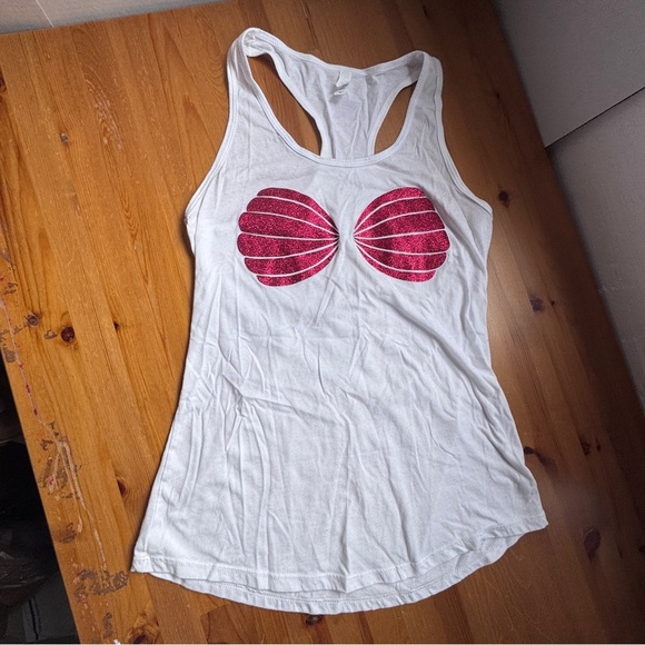 Next level ideal t white tank top with fuchsia sea shells size xl - Picture 3 of 8